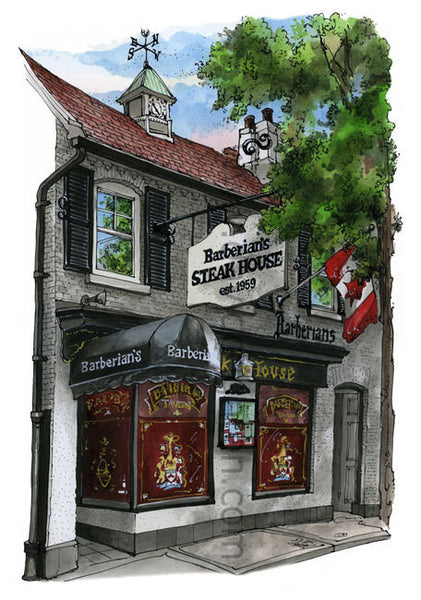 Barberians Steak House, Toronto, Ontario, Canada by Artist Illustrator David Crighton Art