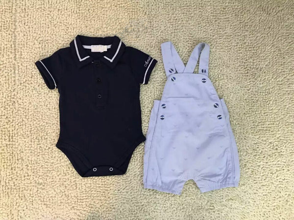 New Arrivals 2016 Brand Baby set Blue Black baby Bodysuits + Pants 100% Cotton baby Clothing Set
