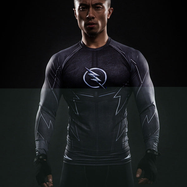 ZOOM 3D Printed T-shirts Men Raglan Long Sleeve Compression Shirt.
