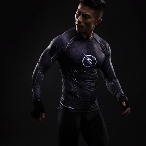 ZOOM 3D Printed T-shirts Men Raglan Long Sleeve Compression Shirt.