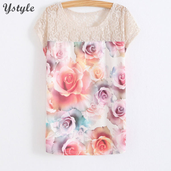Women's 3D Floral Printed T-Shirt T Shirts Summer Batwing Sleeve.