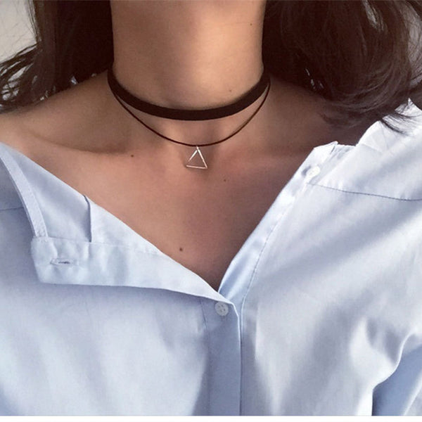 Multilayer Chokers Necklaces For Women Triangle Geometric.