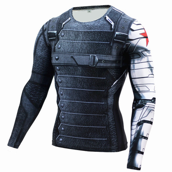 Winter Soldier Bucky Superman Anime 3D T Shirt Fitness Men Crossfit T-Shirt Long Sleeve Compression Shirt