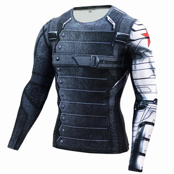 Winter Soldier Bucky Superman Anime 3D T Shirt Fitness Men Crossfit T-Shirt Long Sleeve Compression Shirt