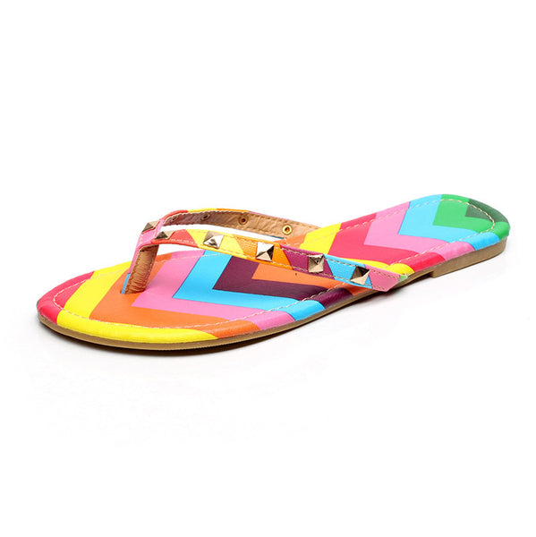 New 2017 Summer Style Rainbow Flip Flops Sexy Slippers Free shipping