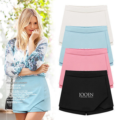 new European and American Fashion False two Chiffon skirts flanging Cambric slim casual Shorts for womens