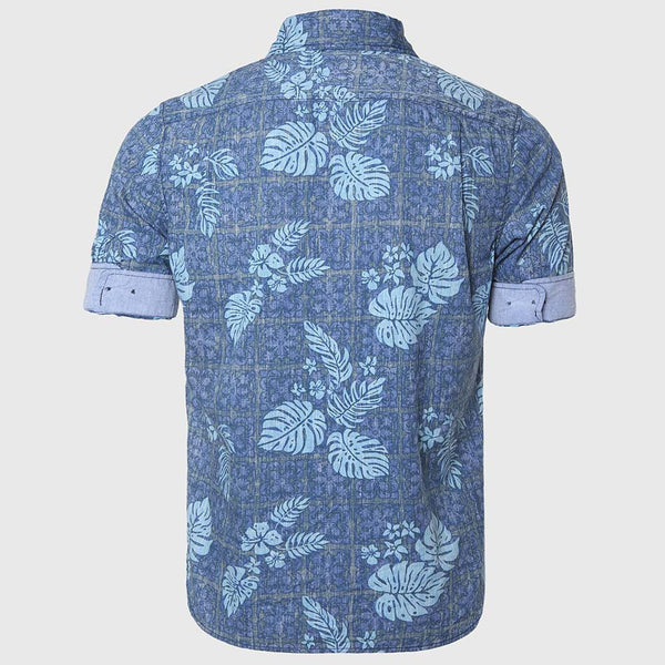 Casual Hawaiian Shirts Men Cotton Linen Floral Shirt Short Sleeve.