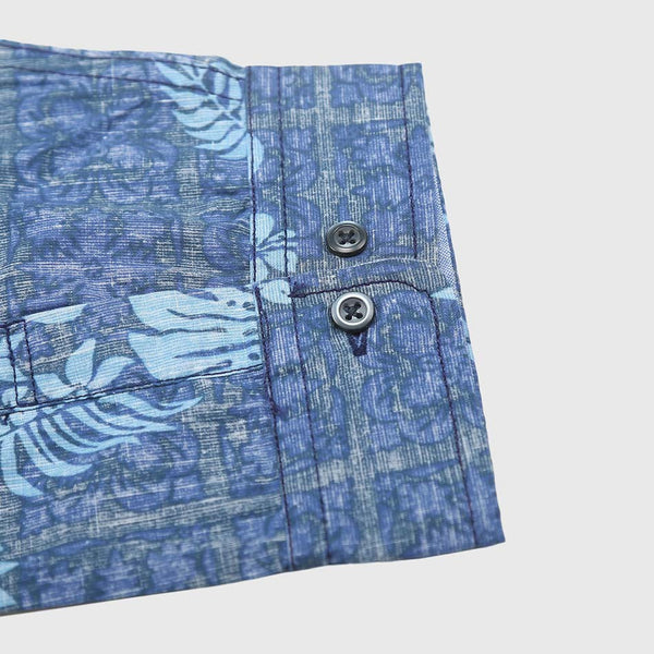 Casual Hawaiian Shirts Men Cotton Linen Floral Shirt Short Sleeve.
