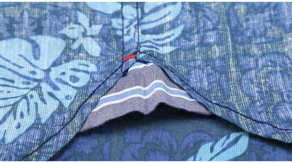 Casual Hawaiian Shirts Men Cotton Linen Floral Shirt Short Sleeve.