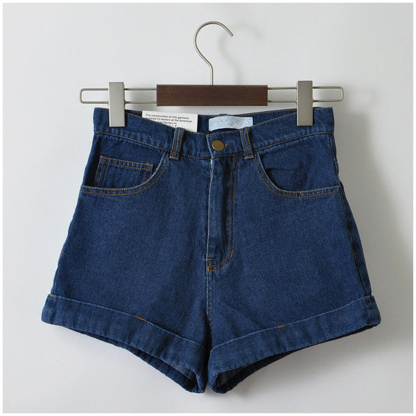 Women New Arrival Denim Shorts Vintage High Waist Cuff Jeans.