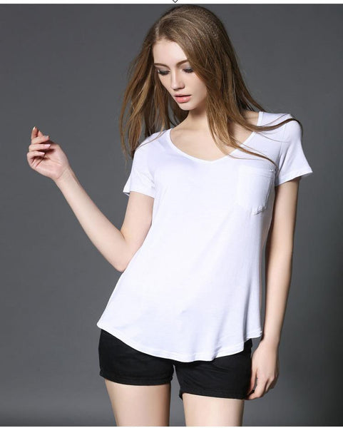 4 Colors Fashion All Match V Neck Short Sleeve T Shirts Summer New Arrivals S-4xl Plus Size Bottoming Loose European Style Tops