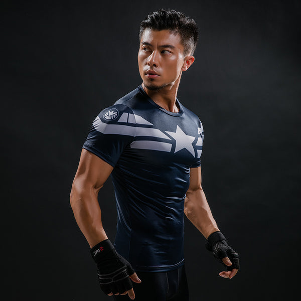 New 2017 Comic Superhero Compression Shirt Captain America Iron man Fit Tight G ym Bodybuilding T Shirt