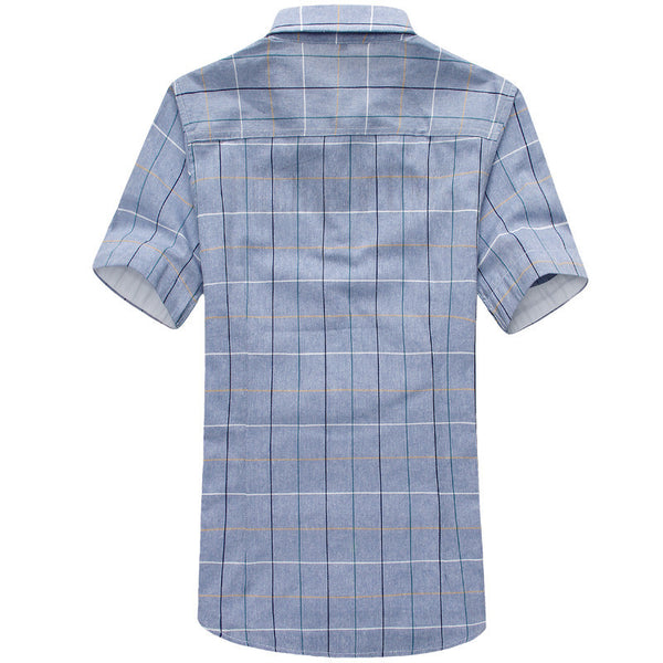 Red And Black Plaid Shirt Men Summer Casual Quality Dress Shirt Short Sleeve.
