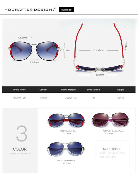 HDCRAFTER 2017 Luxury brand Women Sunglasses.