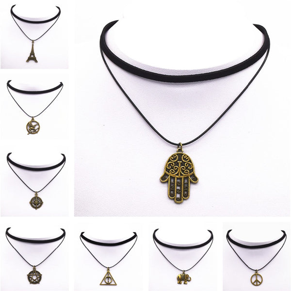 Hot new torques Bijoux Plain Black Velvet Ribbon crystal choker.