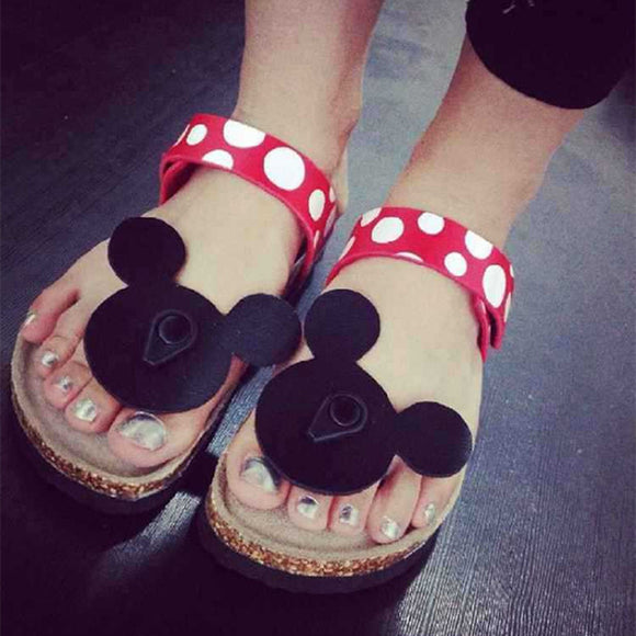 Summer Mouse Shoes, Slippers Ladies  Flat Sandals Beach .