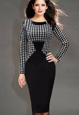 Women Dress Elegant Floral Print Work Business Casual Party .