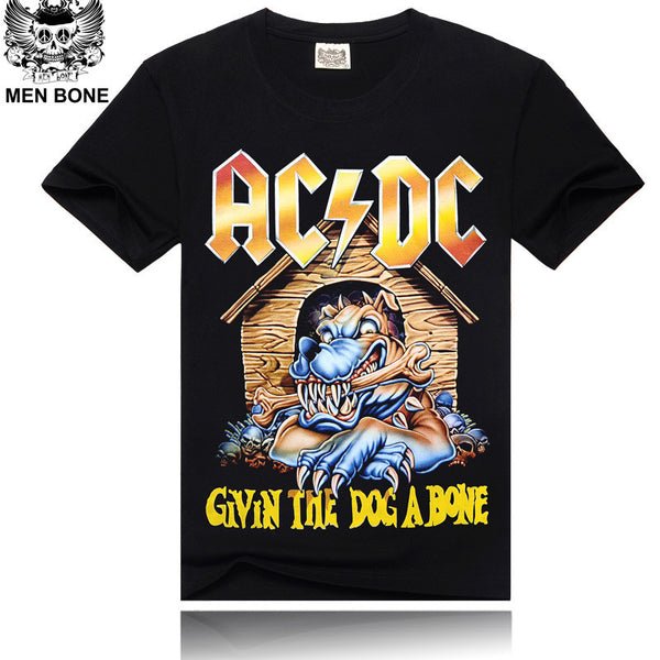 AC DC Heavy metal Bell Skull Men t-shirts Chain acdc summer style.