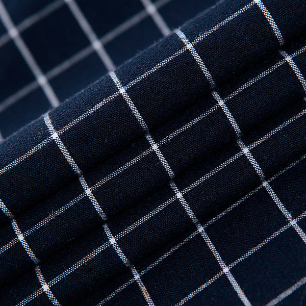 Summer 100% Cotton plaid Casual shirts Mens Dress Shirt men Short Sleeve.