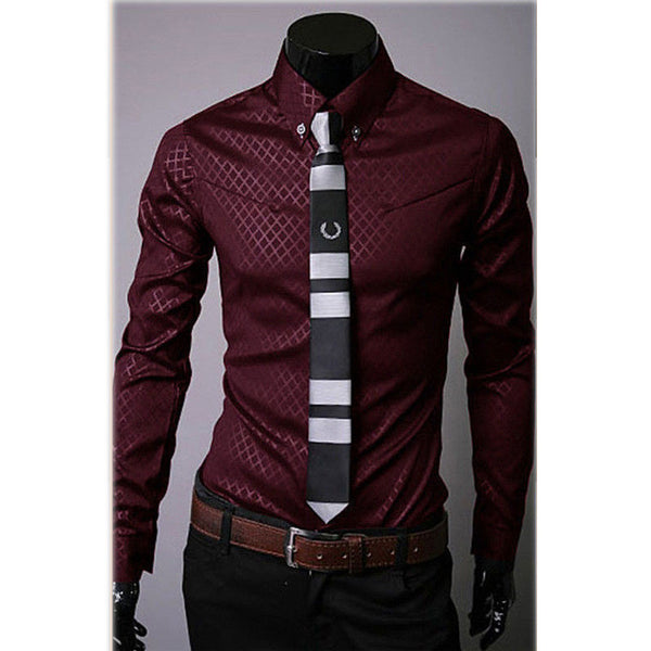 Fashion Men's Luxury Casual Shirts Slim Fit Dress Shirts Long Sleeve Button Tops.
