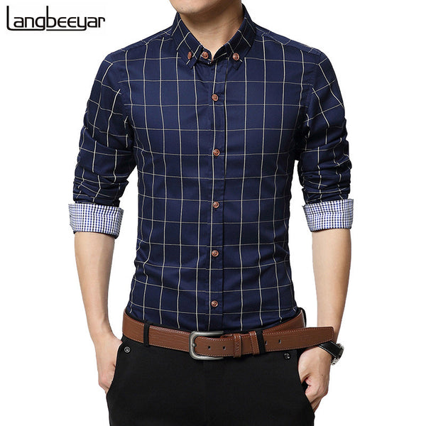 New Autumn Fashion Brand Men Clothes Slim Fit Men Long Sleeve Shirt.