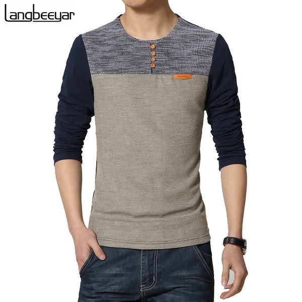 2017 New Spring Fashion Brand O-Neck Slim Fit Long Sleeve T Shirt.