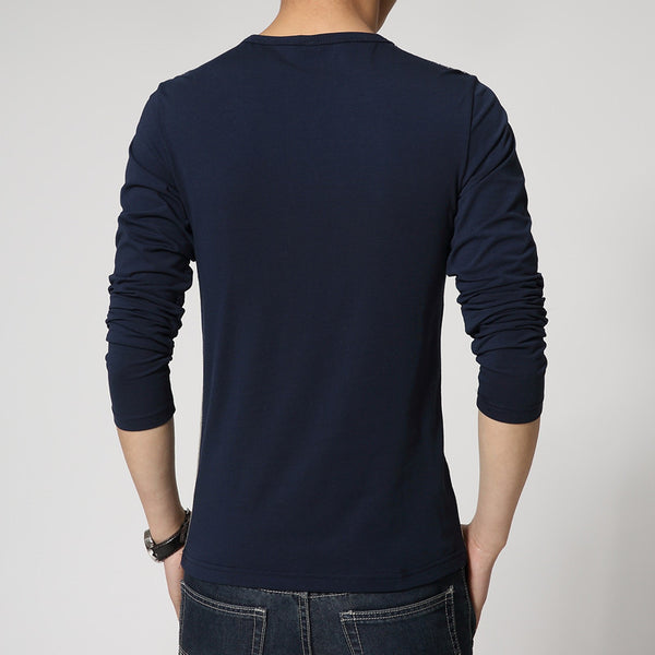 2017 New Spring Fashion Brand O-Neck Slim Fit Long Sleeve T Shirt.