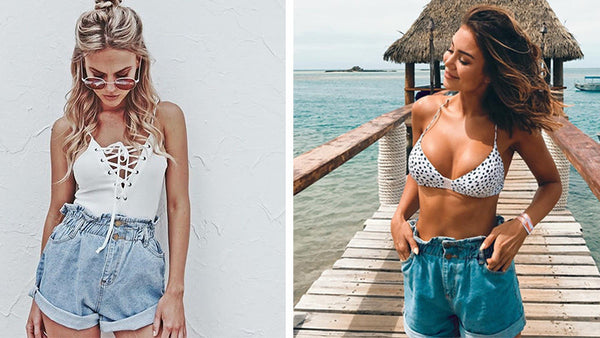 Simplee Casual black hemming denim shorts women Button summer beach 2017.