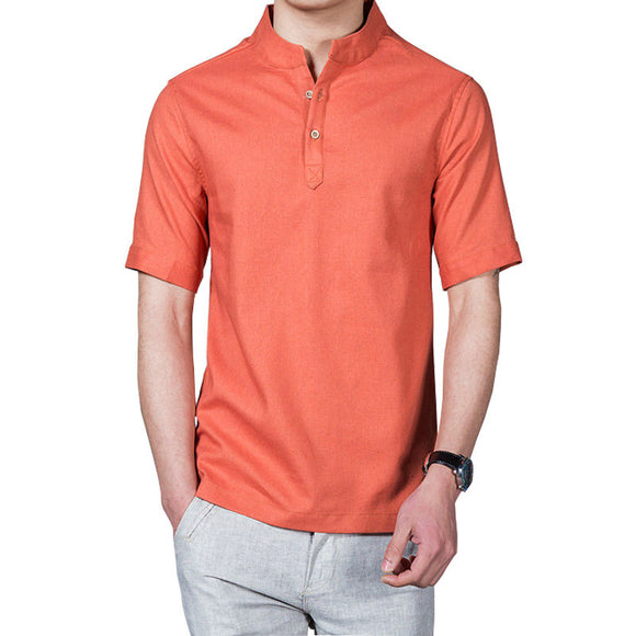 2017 Hot Fashion Linen Shirts Men Summer Men Shirt Short Sleeve.