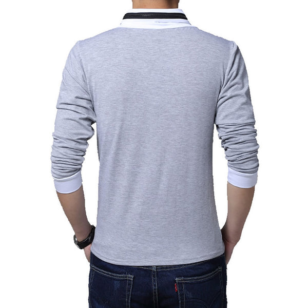 HOT SALE 2017 New Fashion Brand Irregular Collar Slim Fit Long Sleeve T Shirt.