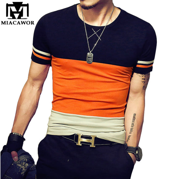 Summer T shirt O-Neck Cotton Men T shirt  Slim Fit Short-sleeve.