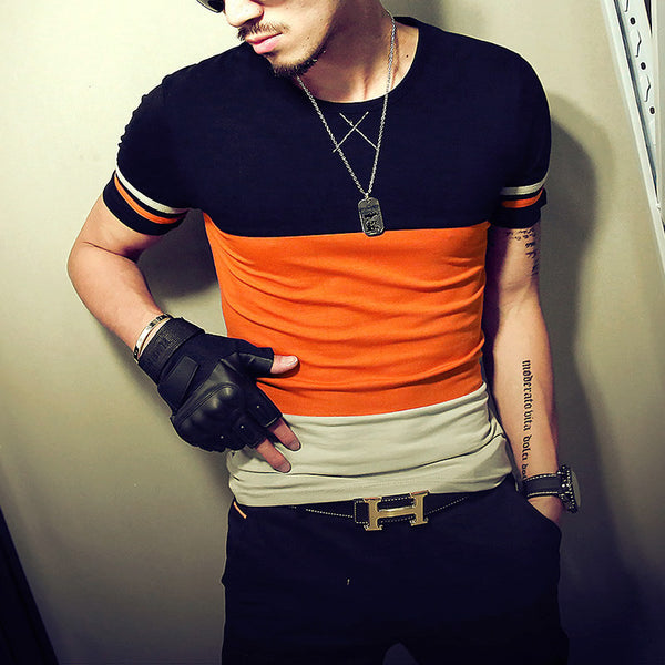 Summer T shirt O-Neck Cotton Men T shirt  Slim Fit Short-sleeve.