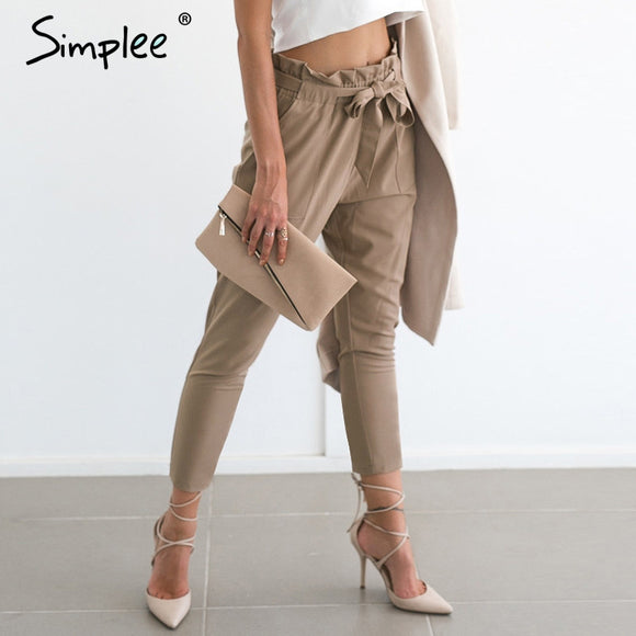 Simplee Apparel OL chiffon high waist harem pants Women stringyselvedge summer style.