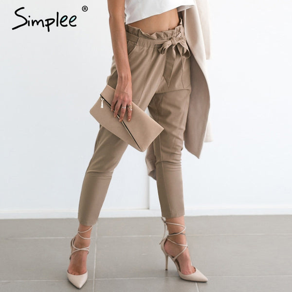 Simplee Apparel OL chiffon high waist harem pants Women stringyselvedge summer style.