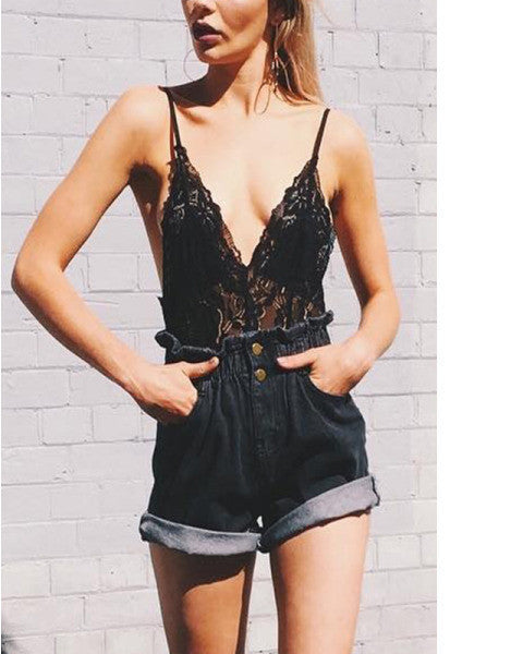 Simplee Casual black hemming denim shorts women Button summer beach 2017.