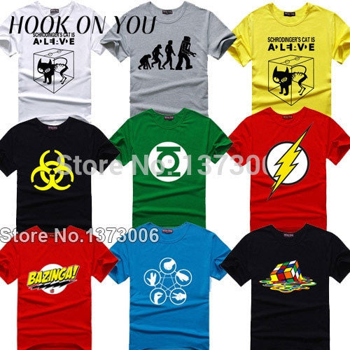 The Big Bang Theory T-shirt Sheldon Cooper super hero green lantern the flash cosplay t shirts.