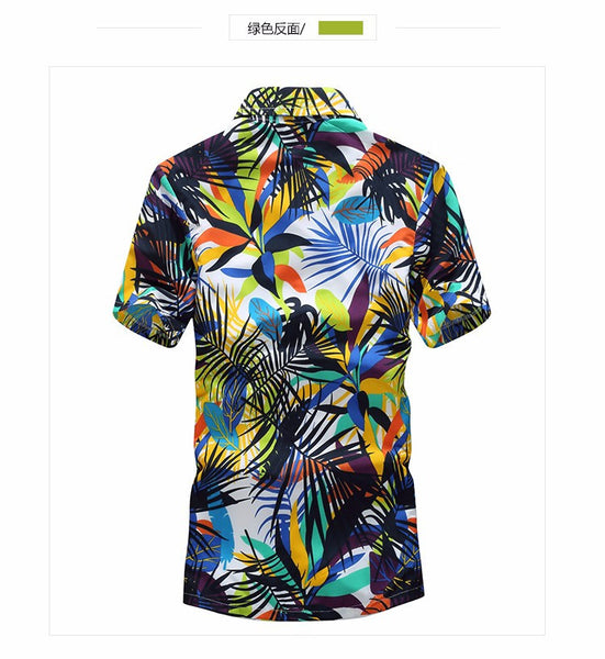 Mens Hawaiian Shirt Male Casual camisa masculina  Printed Beach Shirts Short Sleeve.