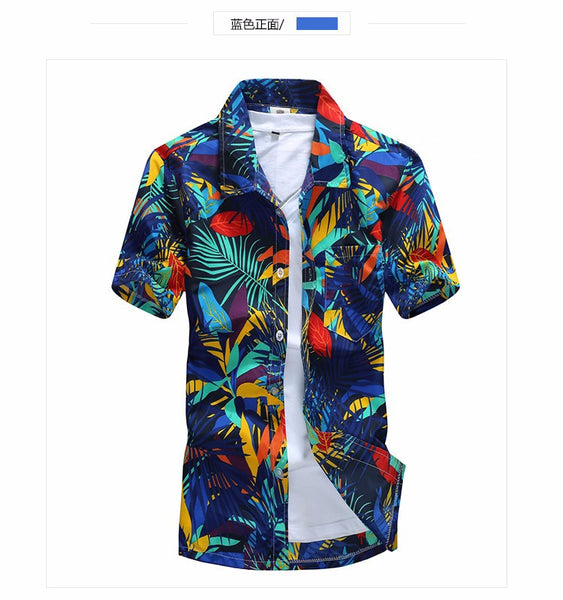 Mens Hawaiian Shirt Male Casual camisa masculina  Printed Beach Shirts Short Sleeve.