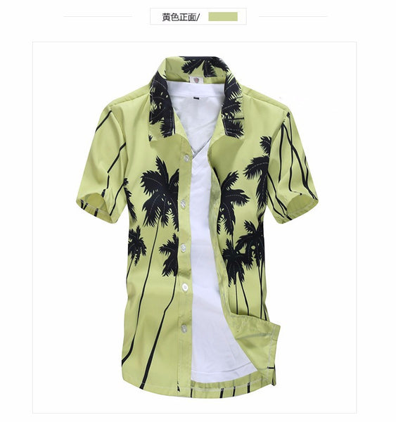 Mens Hawaiian Shirt Male Casual camisa masculina  Printed Beach Shirts Short Sleeve.