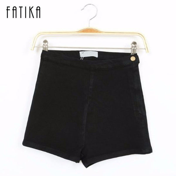 Colorful Apparel New Hot Fashion Solid Side Zipper High Waist Shorts Women.