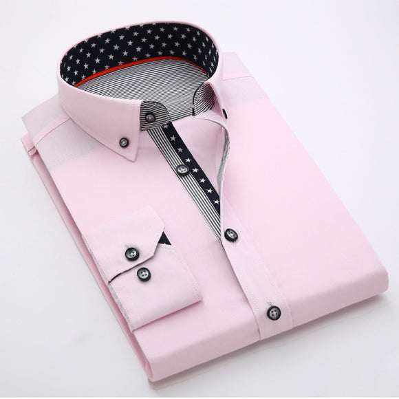 2017 New spring fashion solid shirts men slim long sleeved cotton Business dress shirts.