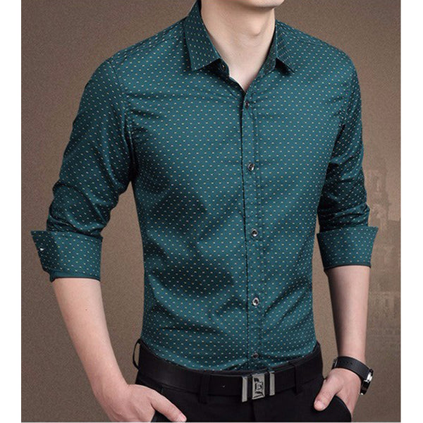 Men Wine Red Single Breasted Long Sleeve Shirt Casual Men Dress Shirt.