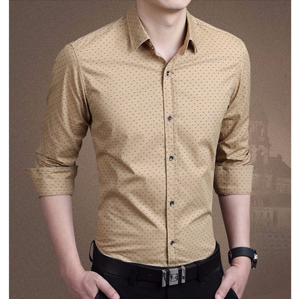 Men Wine Red Single Breasted Long Sleeve Shirt Casual Men Dress Shirt.