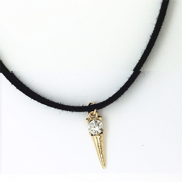 Hot new torques Bijoux Plain Black Velvet Ribbon crystal choker.