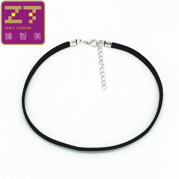 Hot new torques Bijoux Plain Black Velvet Ribbon crystal choker.