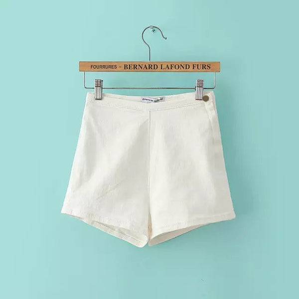 New Fashion AA Style Womens Sexy Skinny Thin High Waist Shorts Denim Shorts Jeans Side Zipper Short Women Clothing