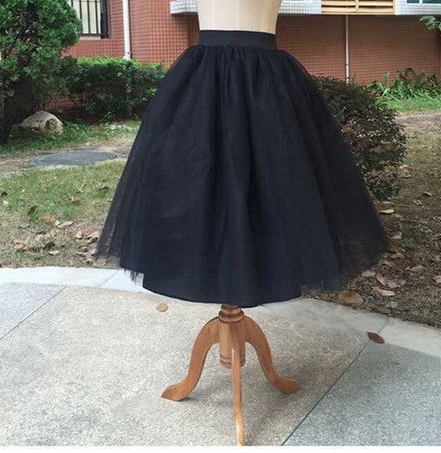New Puff Women Chiffon Tulle Skirt White faldas High waist Midi Knee Length.