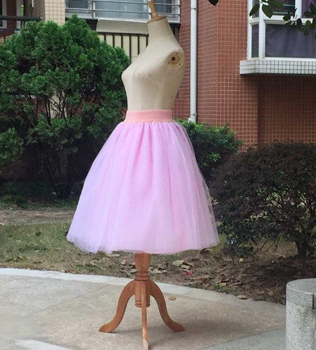 New Puff Women Chiffon Tulle Skirt White faldas High waist Midi Knee Length.