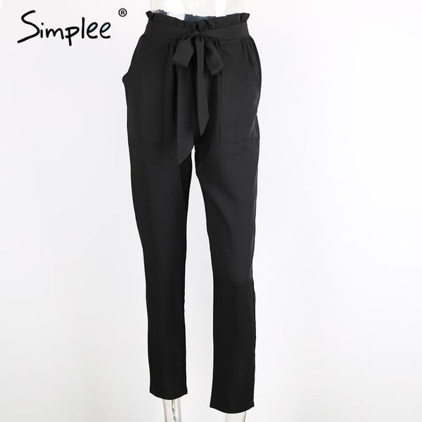 Simplee Apparel OL chiffon high waist harem pants Women stringyselvedge summer style.