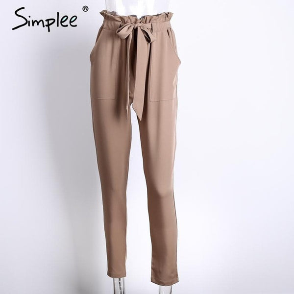 Simplee Apparel OL chiffon high waist harem pants Women stringyselvedge summer style.